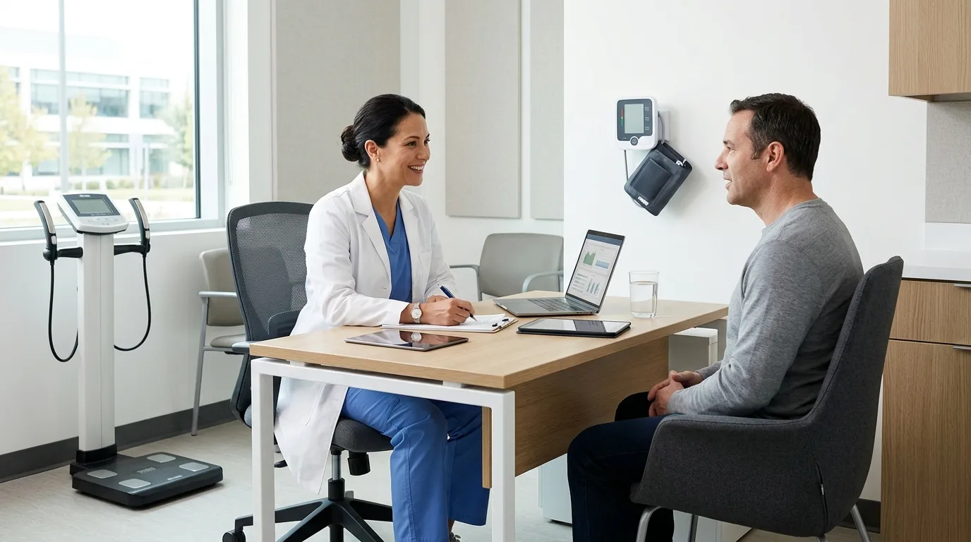 Doctor discussing weight and health goals with a patient