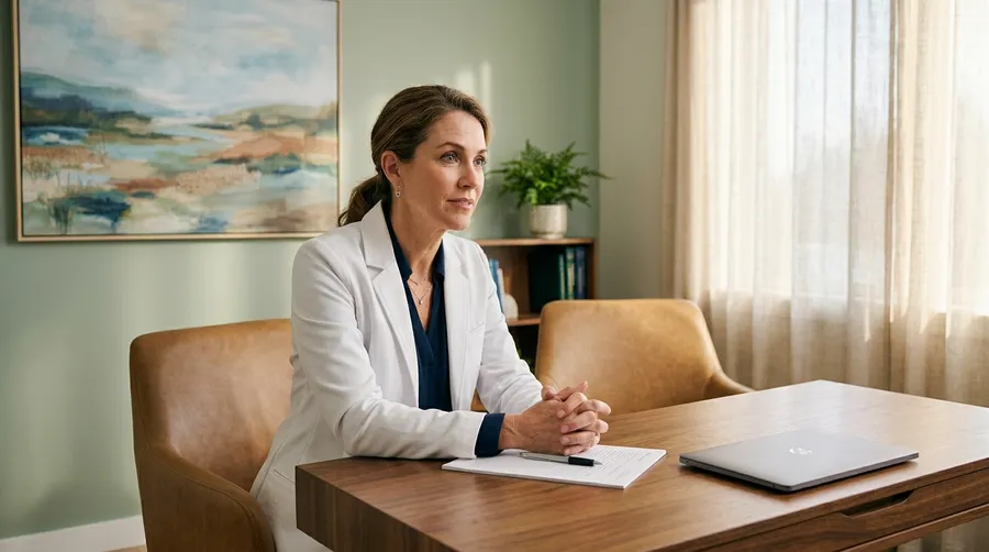 Clinician in consultation with a patient