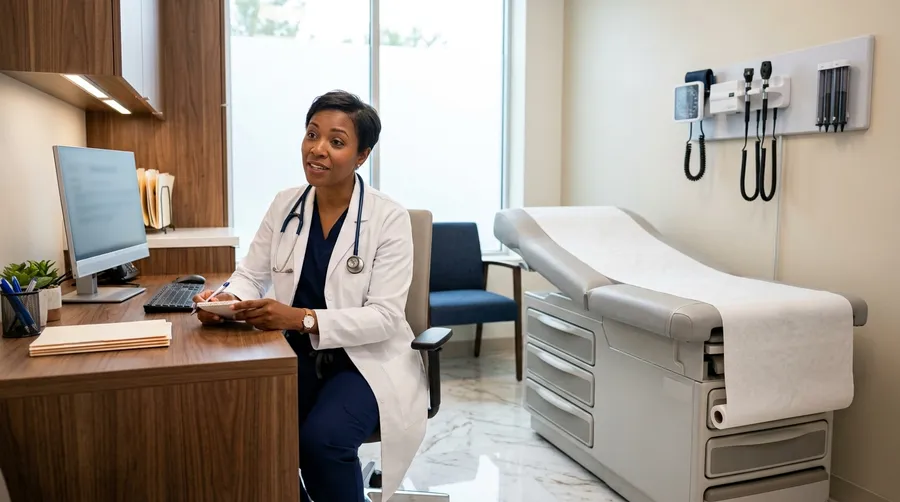 Doctor carrying out a clinical assessment with a patient